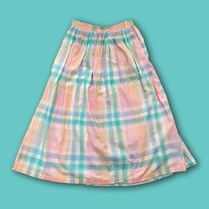 vintage 70s pastel plaid pleated skirt 💐